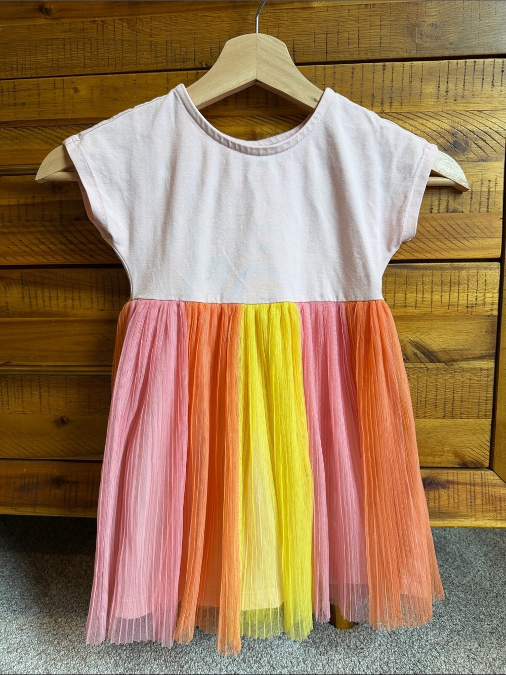 Hanna Andersson Girls' Pink Rainbow Tulle Dress